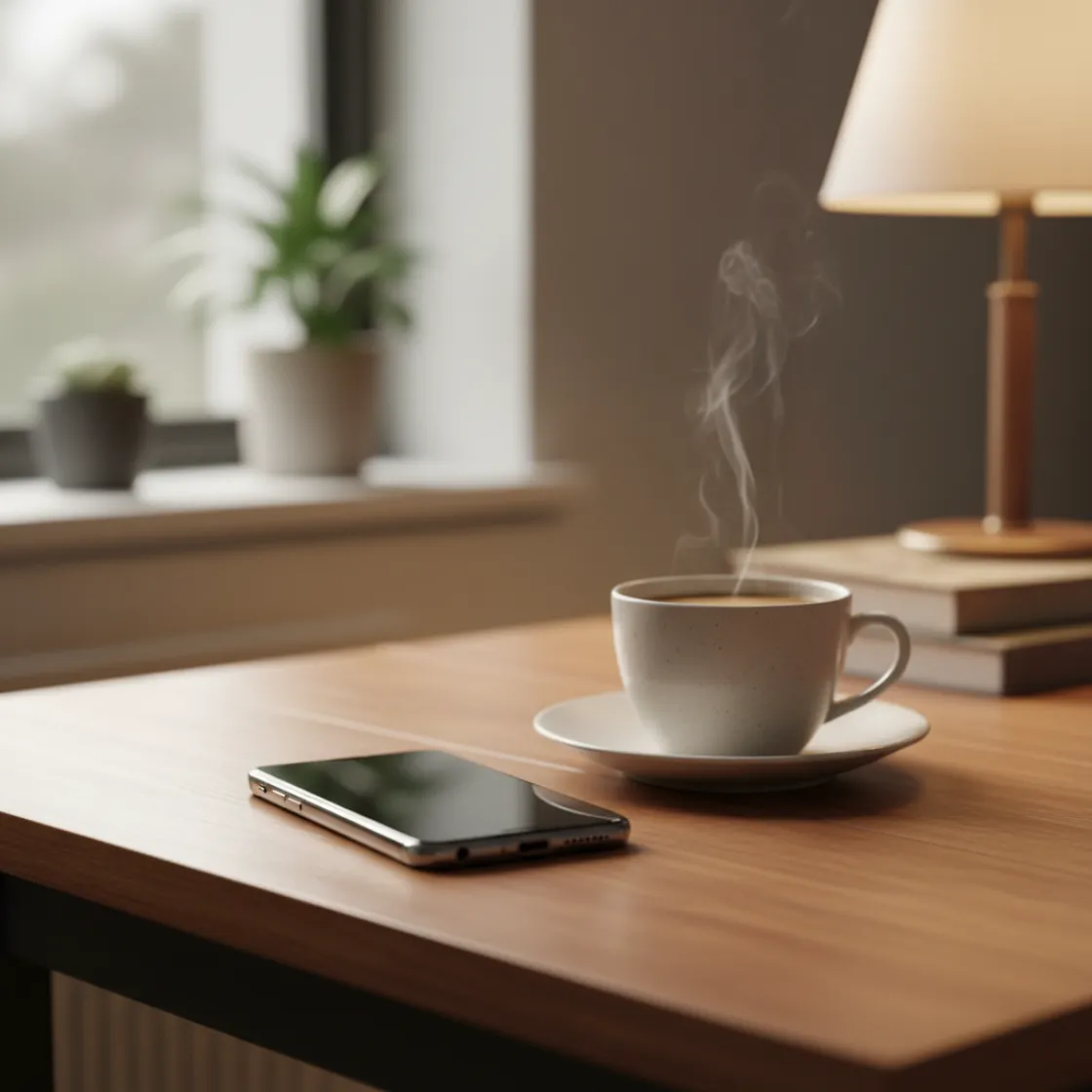 A phone held in warm light with a calm, composed hand, suggesting taking measured action